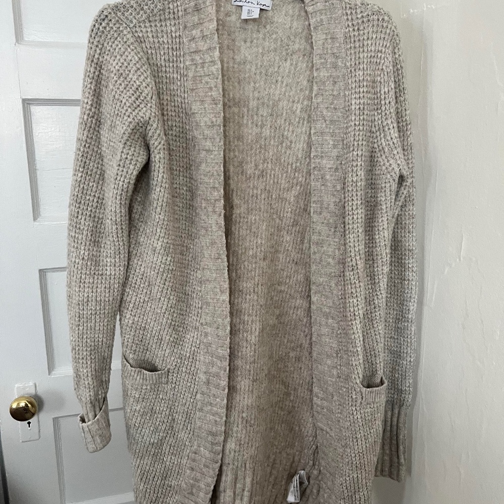 London Kaye Long, Sleeved, Small, Beige Cardigan